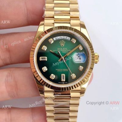 Swiss Rolex Presidential Day Date Green Ombre Dial Watch 3255 Movement